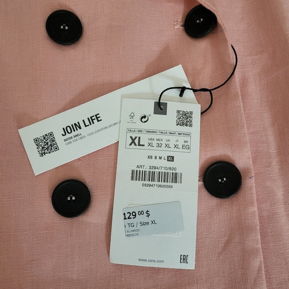 NWT Zara Double Breasted Linen Blend Blazer - Picture 13 of 13